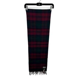 Deadstock Vintage Baltman Co New York Scottish LambsWool Plaid Scarf Fringe 75”